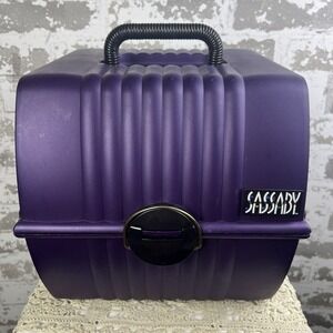 Vtg 90s Sassaby XL Travel Makeup Case Purple Black Model 103 Deluxe Plus 3 Tier